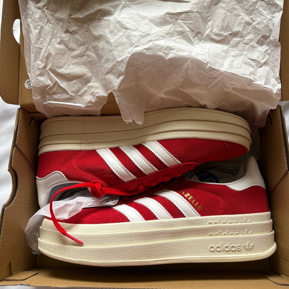 Adidas Gazelle Bold Red and White Sneakers